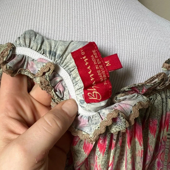 Anthropologie Bhanuni by Jyoti Villa MIDI Swing Top Off Shoulder Medium - Picture 6 of 7